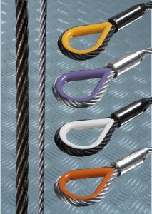 Stahlseil schwarz mit farbigen Kauschen, SWL 2.16t, 7x19, Ø 13mm, beidseits Kausche, 1m (blau)
